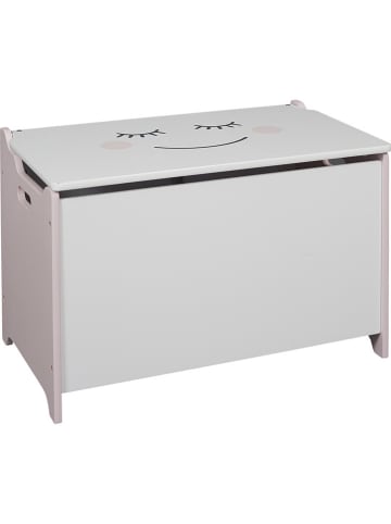 The Home Deco Kids Skrzynia w kolorze biało-jasnoróżowym - 60 x 38 x 36,5 cm