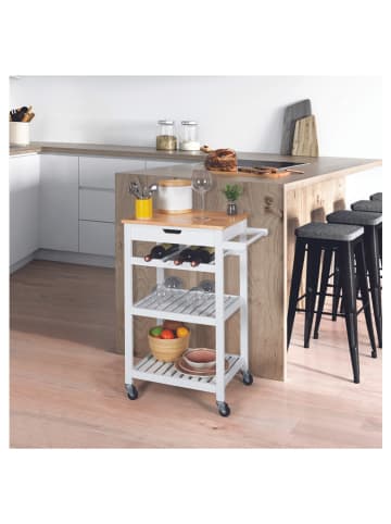 THE HOME DECO FACTORY Keukenkar naturel/wit - (B)61 x (H)84,5 x (D)40 cm