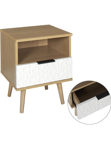 THE HOME DECO FACTORY Nachttisch "Sven" in Natur/ Weiß - (B)40 x (H)49 x (T)35