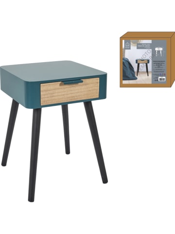 THE HOME DECO FACTORY Stolik nocny w kolorze niebieskim - 35 x 48 x 35 cm