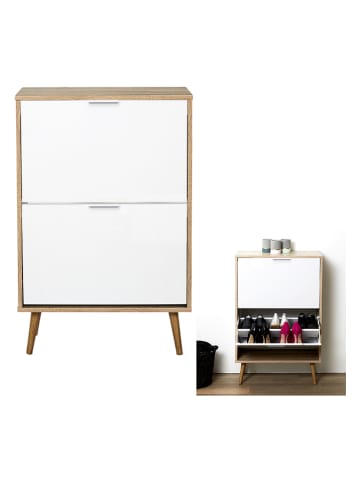 THE HOME DECO FACTORY Szafka w kolorze jasnobrązowym na buty - 60 x 91,5 x 23,5 cm