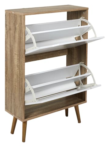 THE HOME DECO FACTORY Schoenenkast lichtbruin/wit - (B)60 x (H)91,5 x (D)23,5 cm