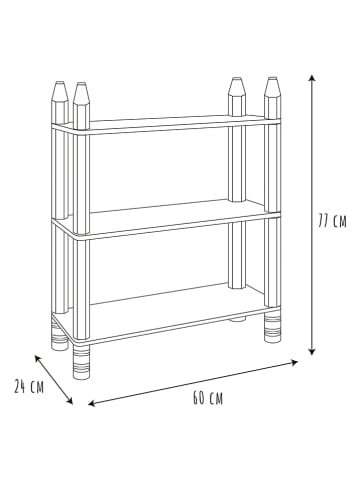 The Home Deco Kids Standregal in Weiß/ Natur - (B)60 x (H)77 x (T)24 cm