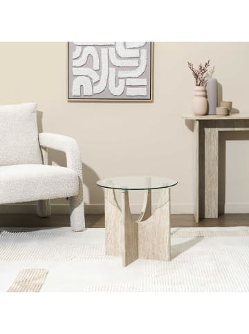 THE HOME DECO FACTORY Stolik w kolorze beżowym - wys. 42,5 x Ø 45 cm