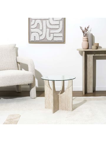 THE HOME DECO FACTORY Stolik w kolorze beżowym - wys. 42,5 x Ø 45 cm