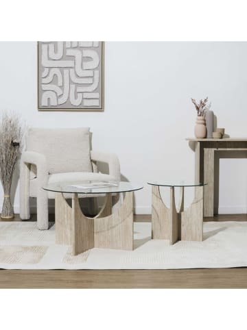 THE HOME DECO FACTORY Stolik w kolorze beżowym - wys. 42,5 x Ø 45 cm