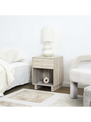 THE HOME DECO FACTORY Stolik nocny w kolorze beżowym - 40 x 56 x 36,5 cm