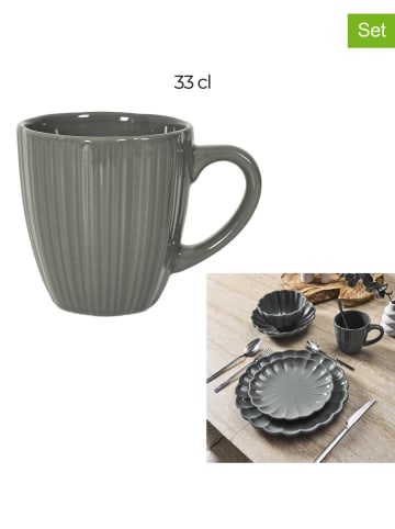 THE HOME DECO FACTORY 6-delige set: koppen grijs - 330 ml