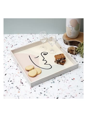 THE HOME DECO FACTORY Taca "Arty" w kolorze zielono-jasnobrązowo-beżowym - 40 x 40 cm