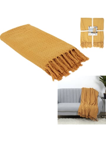 THE HOME DECO FACTORY Pled w kolorze musztardowym - 160 x 130 cm