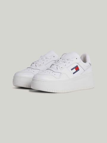 Tommy Hilfiger Leder-Keilsneakers in Weiß