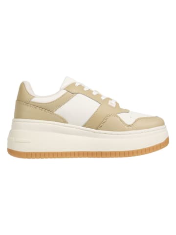 Tommy Hilfiger Leder-Sneakers in Beige/ Weiß