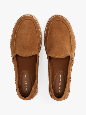 Tommy Hilfiger Leder-Espadrilles in Hellbraun