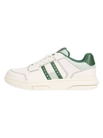 Tommy Hilfiger Leder-Sneakers in Creme/ Weiß/ Grün
