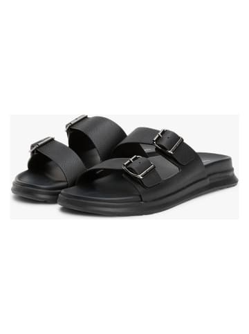 Tommy Hilfiger Leder-Pantoletten in Schwarz