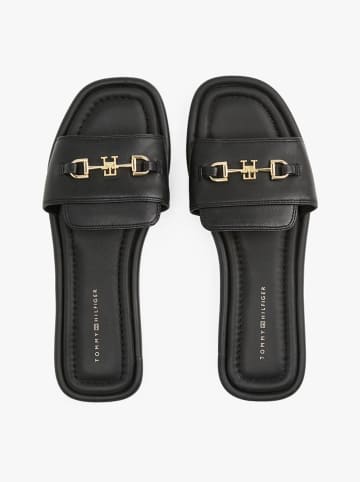 Tommy Hilfiger Skórzane klapki w kolorze czarnym