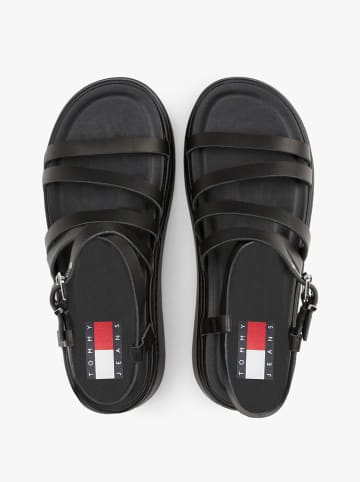 Tommy Hilfiger Leren sleehaksandalen zwart