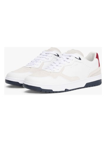 Tommy Hilfiger Leder-Sneakers in Weiß/ Beige