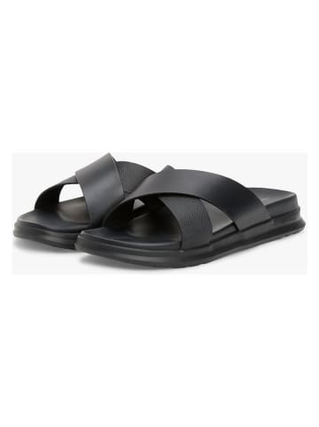 Tommy Hilfiger Leder-Pantoleten in Schwarz