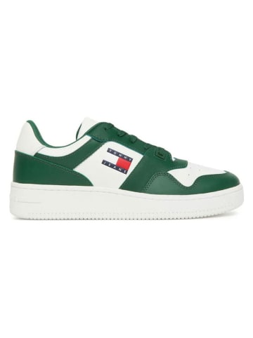Tommy Hilfiger Leder-Sneakers in Weiß/ Grün