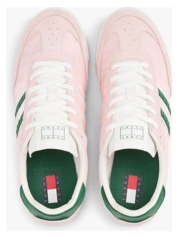 Tommy Hilfiger Skórzane sneakersy w kolorze zielono-jasnoróżowym