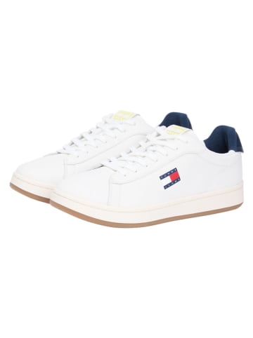 Tommy Hilfiger Leder-Sneakers in Weiß/ Dunkelblau