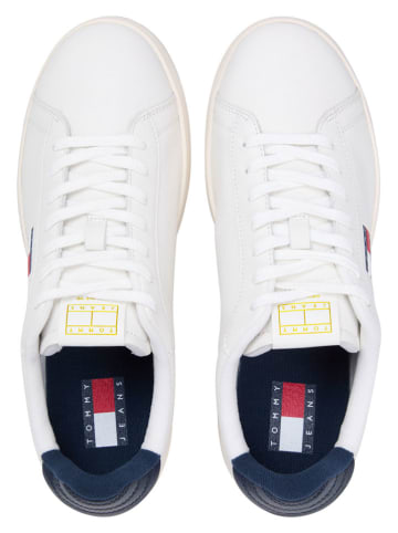 Tommy Hilfiger Leder-Sneakers in Weiß/ Dunkelblau