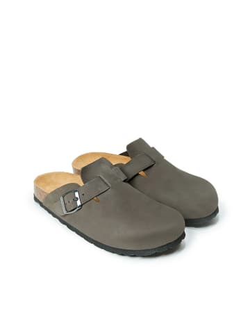 Mandel Leren clogs "Noe" grijs