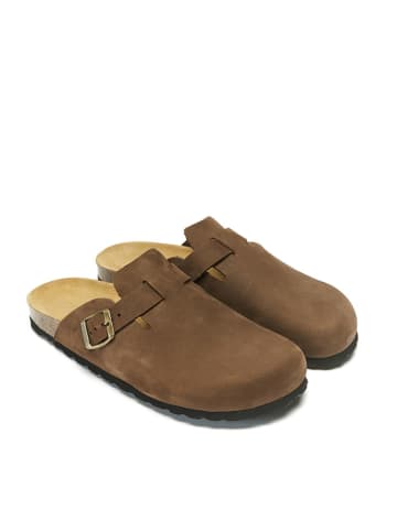 Mandel Leren clogs "Noe" bruin