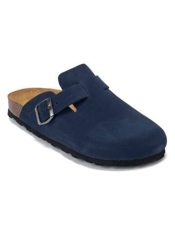 Mandel Leder-Clogs "Noe" in Dunkelblau