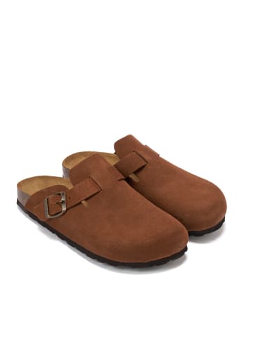 Mandel Leren clogs "Noe" lichtbruin