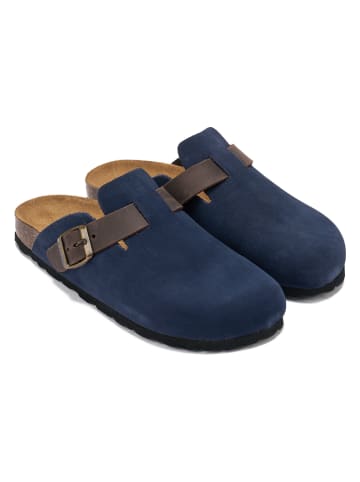 Mandel Leren clogs "Noe" donkerblauw