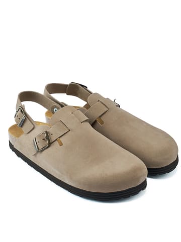 Mandel Leren enkelsandalen beige