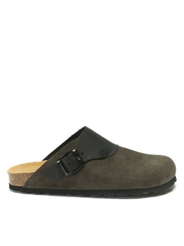 Mandel Leren clogs grijs