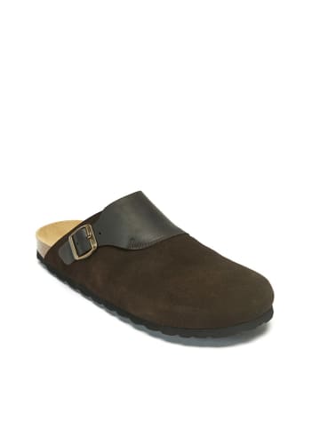 Mandel Leren clogs bruin