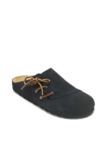 Mandel Leren clogs donkerblauw
