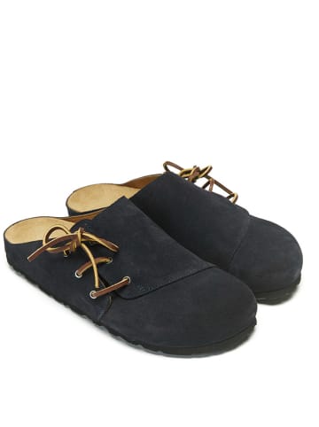 Mandel Leren clogs donkerblauw