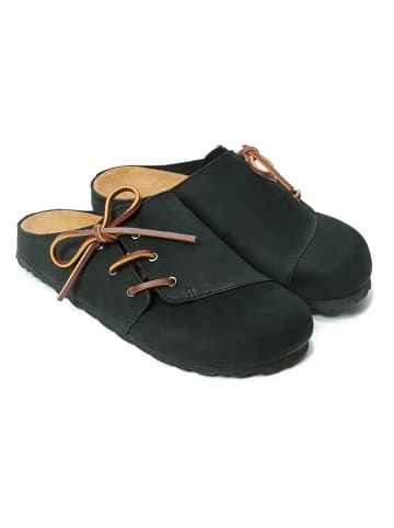 Mandel Leren clogs "Ester" zwart