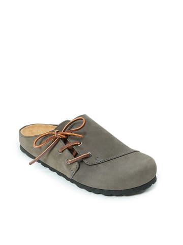 Mandel Leren clogs grijs