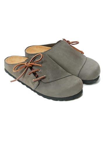 Mandel Leren clogs "Ester" grijs