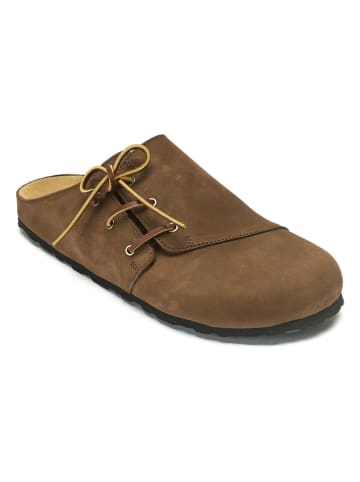 Mandel Leren clogs "Ester" bruin