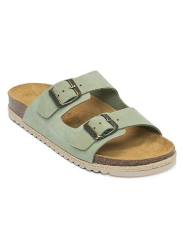Mandel Leren slippers groen