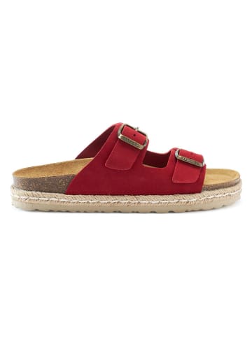 Mandel Leren slippers rood