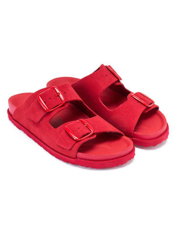 Mandel Leren slippers rood