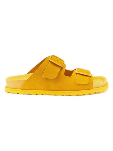 Mandel Leren slippers geel