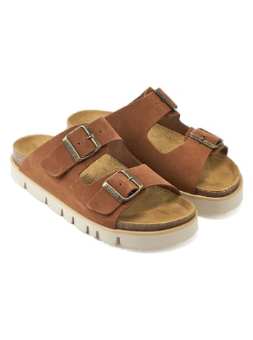 Mandel Leren slippers bruin