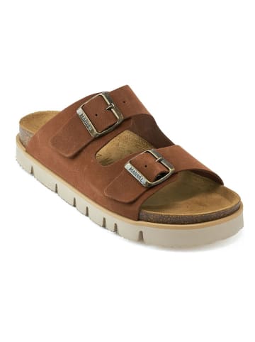 Mandel Leren slippers bruin