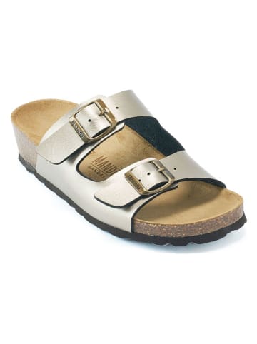 Mandel Leder-Pantoletten in Gold