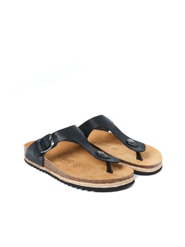 Mandel Leren teenslippers "Blanca" zwart