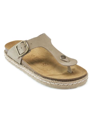 Mandel Leder-Zehentrenner in Taupe